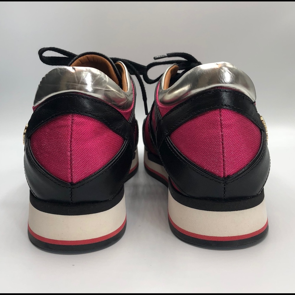 JIMMY CHOO Pink Mesh/Black Leather Sneakers - Picture 5 of 8